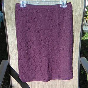 COPY - Banana Republic burgundy lace skirt.